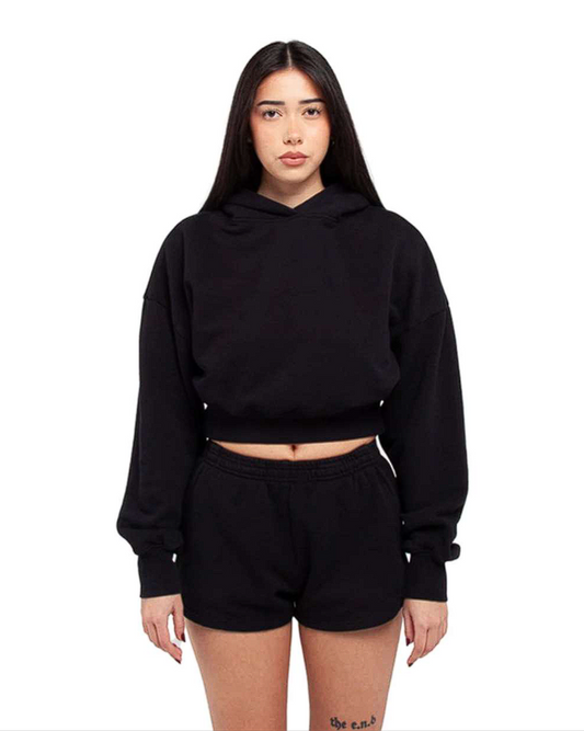 Women's Garment-Dye Crop Hooded Sweatshirt