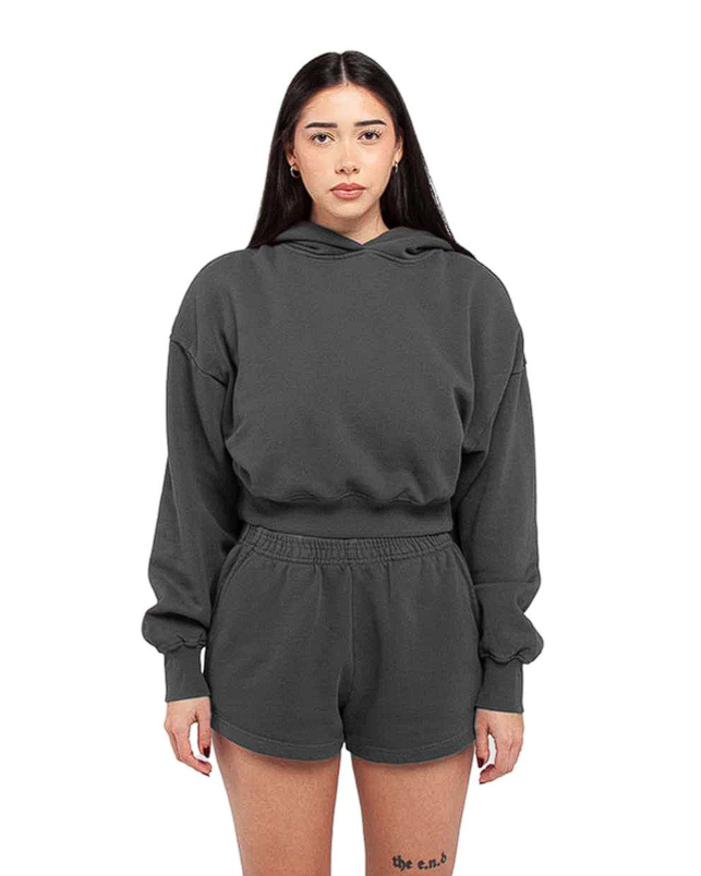 Women's Garment-Dye Crop Hooded Sweatshirt